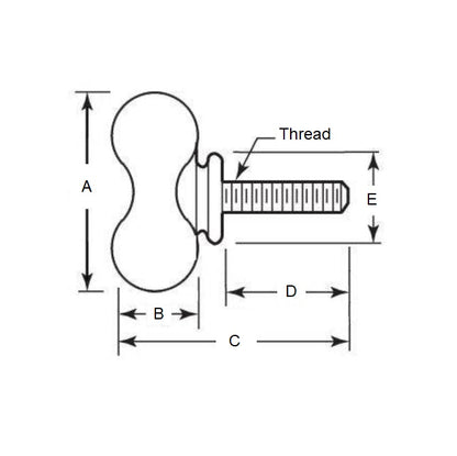 1073063 | THS064C-051-W-CS-WF (Each) --- Thumb Screws - 1/4-20 UNC - 6.35mm - 50.8x71.44 mm Wing - Malleable Iron Screw