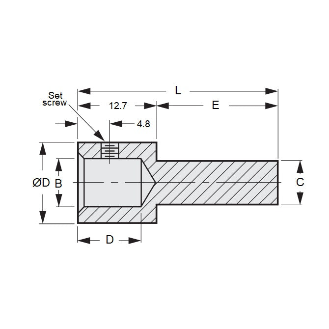 1071465 | SE064-127-445-G3A (Each) --- Shaft Extenders - 6.35x12.7x44.45 mm - Stainless Steel 303/304 Similar to A2, 18-8 HRB80 Extender