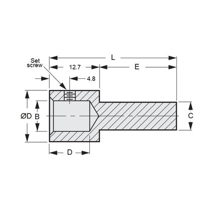 1071465 | SE064-127-445-G3A (Each) --- Shaft Extenders - 6.35x12.7x44.45 mm - Stainless Steel 303/304 Similar to A2, 18-8 HRB80 Extender