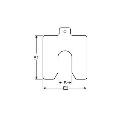 1000092 | SHMPS-42205 (PK-20) --- Slotted Shims - Thickness 0.001 inch 0.625 - 2 inch x 2 inch Imperial Sizes - Carbon Steel Shim