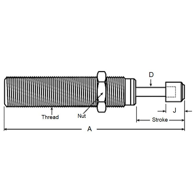 1130370 | ACE106RS (Each) --- Full Threaded Shock Absorbers - 23.11 mm 1.3/8-12 UNF - 34.93mm - 138.18 mm Adjustable