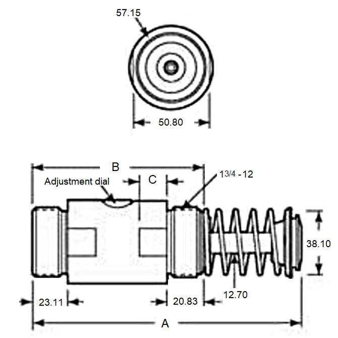 1164808 | ED6RS (Each) --- Low Profile Hydraulic Shock Absorbers - 50.8x117.6x195.33 mm Adjustable