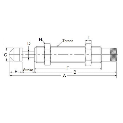 1162211 | AD-4250 (Each) --- Hydraulic Shock Absorbers - 50 mm M42x1.5 - 42.0mm - 241 mm Adjustable