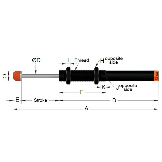 1164112 | AC-2050-3 (Each) --- Hydraulic Shock Absorbers - 50 mm M20x1.5 235 mm Non-Adjustable