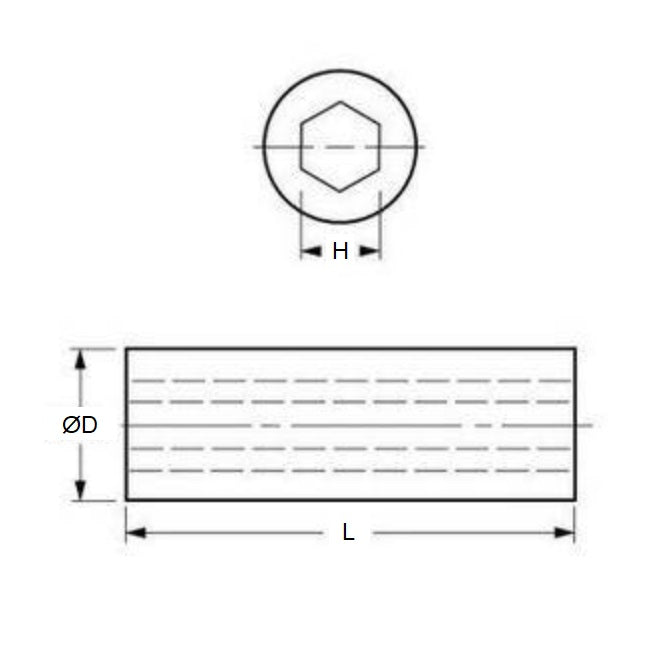 1121497 | SLH-1905-3334-10160-H (Each) --- Hex Hole Sleeves - 19.05x33.338x101.6 mm - Pre-Hardened Steel Sleeve