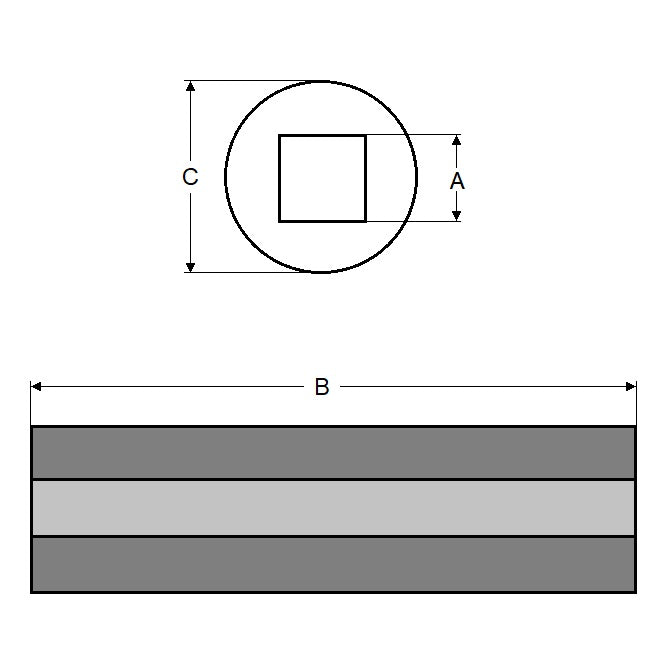 1071049 | SLQ-0635-1111-05080 (Each) --- Square Hole Sleeves - 6.35x11.111x50.8 mm Plain - Carbon Steel 11L17 Sleeve