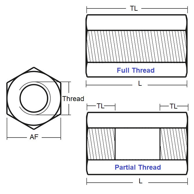 1068022 | SHX-T-060M-080-012-MZ (Each) --- Threaded Spacers - M6 - 6x1mm - 80x12 mm Hex - Steel - Mild Zinc Plated Spacer