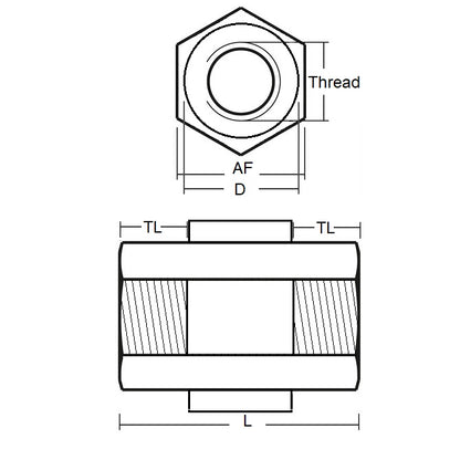 1064770 | SHX-B-0600-08-020-N-PK5 (Per Card) --- PCB Spacers - 6x7.7x12 mm - Nylon Polyamide 6/6 Spacer