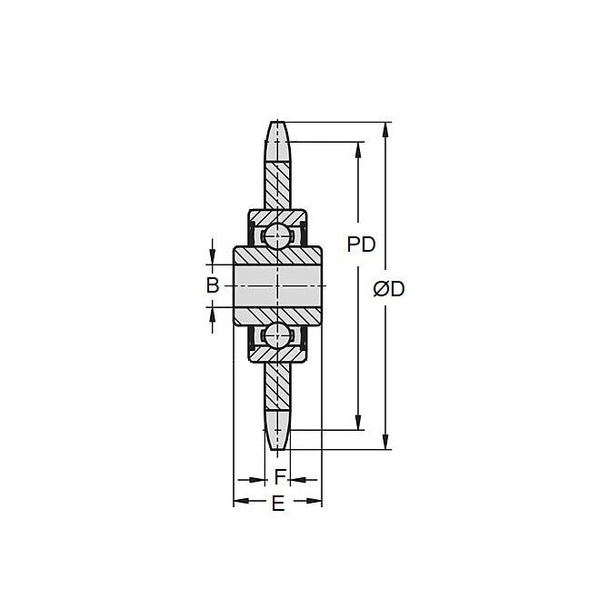 1103383 | IDC-5RS (Each) --- Roller Chain Idler Sprockets - Suitable Chain Type 12.70mm - 12700785 - 40-1 ASA 68.7x12.7 mm - Steel Sprocket