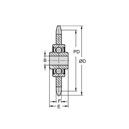 1103383 | IDC-5RS (Each) --- Roller Chain Idler Sprockets - Suitable Chain Type 12.70mm - 12700785 - 40-1 ASA 68.7x12.7 mm - Steel Sprocket