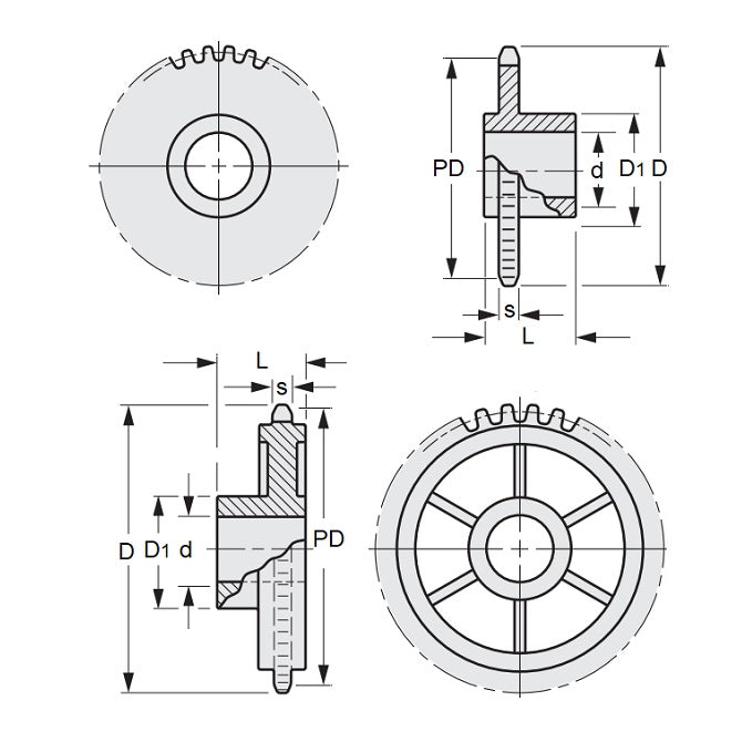 1123950 | SP1-031-015B-020-064-AB (PK-2) --- Roller Chain Sprockets - 20 tooth - 19.84x9.53 mm Simplex - Acetal Sprocket