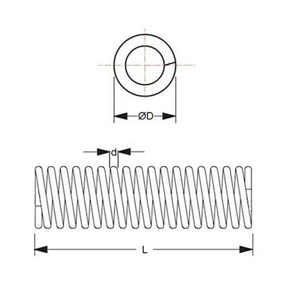 1049675 | CS-0376-0254-03-M-C (PK-200) --- Compression Springs - 3.76x25.4x0.36 mm Music Wire - Carbon Spring Steel