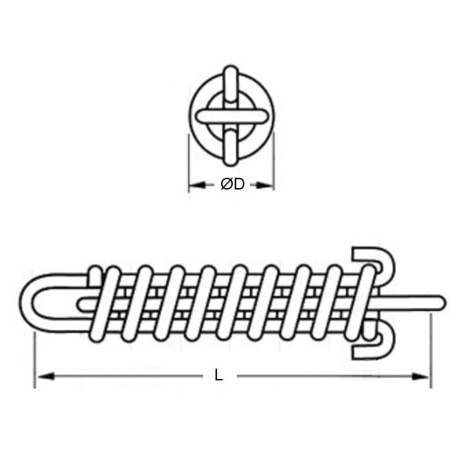 1207726 | DBS-571-492-M (Each) --- Drawbar Springs - 172 kg.cm - 101.6 mm - 276 kg Zinc Plated - Spring Steel
