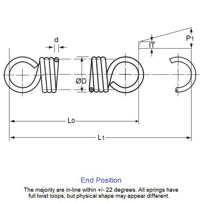 1067484 | ES-0600-0400-07-M (PK-5) --- Extension Springs - 6x40x0.7 mm Music Wire - Steel Spring