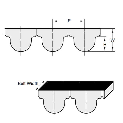 1136216 | B-020G-0027-0030-NFB --- Timing 2.000mm Pitch Belts - 27 tooth - 54x3 mm - Nylon Covered Neoprene Rubber with Fibreglass GT2 or Carbon Fibre GT3 Cords