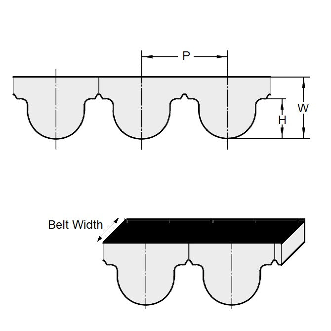 1136217 | B-020G-0027-0060-NFB --- Timing 2.000mm Pitch Belts - 27 tooth - 54x6 mm - Nylon Covered Neoprene Rubber with Fibreglass GT2 or Carbon Fibre GT3 Cords