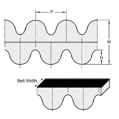 1217663 | BD-030H-0375-0150-NFB --- Timing 3.000mm Pitch Belts - 375 tooth - 1125x15 mm - Nylon Covered Neoprene Rubber with Fibreglass