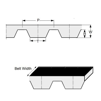1145987 | B-100T-0032-0160-PSB --- Timing 10.000mm Pitch Belts - 32 tooth - 320x6 mm - Polyurethane with Steel Cords