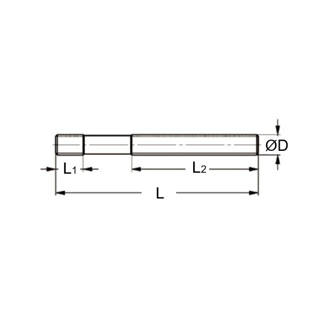 1082826 | SUS325RS (Each) --- Clamping Studs Threaded Rod - M8 - 8x1.25mm - 125 mm - 11  - Steel with Rolled Threads Stud