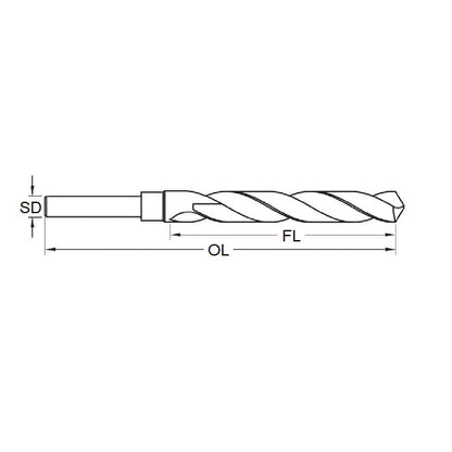 1094459 | DB-1111-R-0635 (Each) --- Drill Bits Tools - 11.11x6.35 - - Reduced Shank - High Speed Carbon Steel Drill Bit