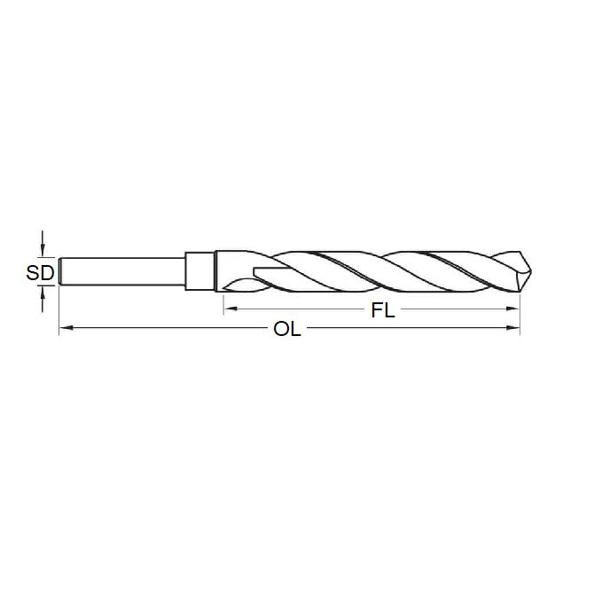 1083295 | DB-0873-R-0635 (Each) --- Drill Bits Tools - 8.73x6.35 - - Reduced Shank - High Speed Carbon Steel Drill Bit
