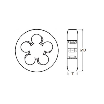 1064059 | DBT-060M (Each) --- Threading Tools - M6 - 6x1mm - 1.000 mm / 25.4 TPI - Button Button Dies - Carbon Steel Die