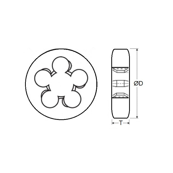 1063506 | DBT-055C (Each) --- Threading Tools - 12-24 UNC - 5.49mm - 1.058 mm / 24 TPI - Button Button Dies - Carbon Steel Die
