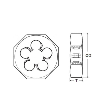 1074484 | DNT-070M (Each) --- Threading Tools - M7 - 7x1mm - 1.000 mm / 25.4 TPI - Nut Die Nuts - Carbon Steel Die Nut