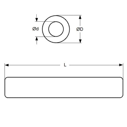 1060458 | 0T-0050-0040-2000-SS304 (Each) --- Round Tube - 5x4x2000 mm - Stainless Steel 303 PV Similar to A2, 304, 18-8
