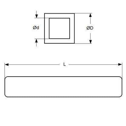 1056505 | 4T-0048-0300-ALH14 (Each) --- Square Tube - 4.76x4.05x304.8 mm - Aluminium