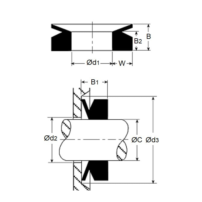 1131312 | VA0025-V60 (PK-3) --- Fluoroelastomer V-Rings - 24.00-27.00 22x4 mm - Fluoroelastomer V-Ring