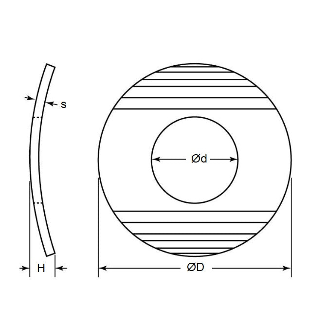 1071614 | W0064-T-015-013-WC-S2 (PK-1000) --- Spring Washers - 6.35x14.3x1.32 mm Curved - Stainless Steel 301 Similar to A2, 302, 304, 18-8 Washer