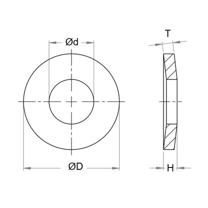 1150124 | W0204-D-037-040-BB-C (PK-10) --- Disc Spring Washers - 36.6x20.4x0.5 mm Ball Bearing Type - Carbon Steel Washer