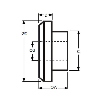 1054251 | W0042-SH-010-025-N (PK-40) --- Shoulder Washers - 4.166x9.525x2.54 mm - Nylon Zytel 101 Washer