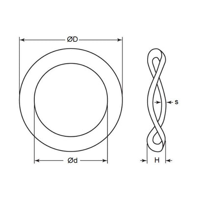 1106443 | W0140-T-021-018-W3-C (PK-2) --- Spring Washers - 14x21x1.8 mm Wave - Carbon Spring Steel Self Finish Washer