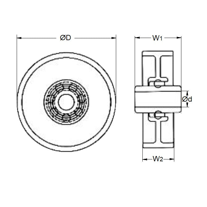 1161900 | WH-048-079-159-P-GL (PK-25) --- Skate Conveyor Wheels - 48.3 15.90 / 23.80 7.938 mm - Acetal Wheel