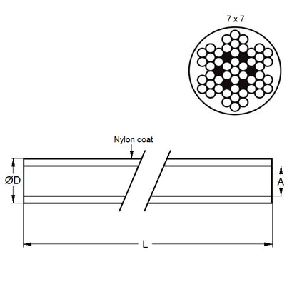 1039888 | CBLU-238-GAL-77 (Length) --- Cable Cable and Accessories - 2.38x2.381 mm - 417.3 kg Miniature - Galvanised Steel