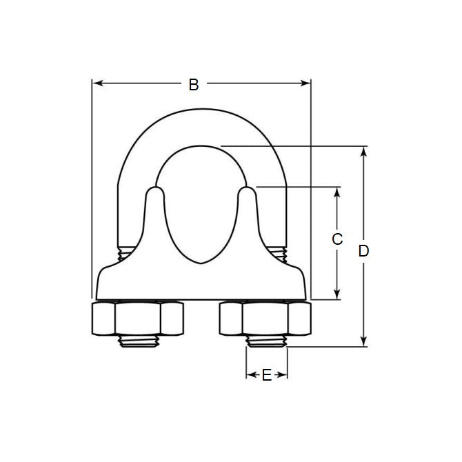 1073657 | WRC510RS (Each) --- Stainless Steel Wire Rope Clips - 6.35 mm 304 Stainless Steel 2  Attachment