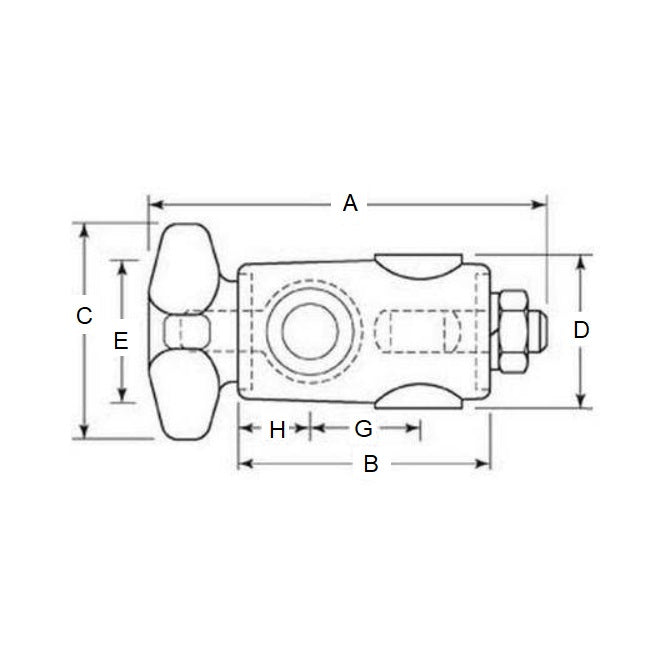1103638 | VG7RS (Each) --- Single Knob and Nut Cross Blocks - 12.70 x 12.70 93.98x58.674 mm - Plastic Cross Block