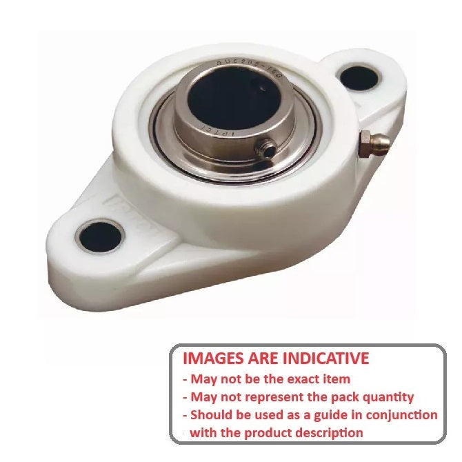 1124954 | IP-243RS (Each) --- Flanged 2 Bolt Housing and Bearing Assembly - 20x33.7x113 mm Rigid - Thermoplastic and Chrome Steel