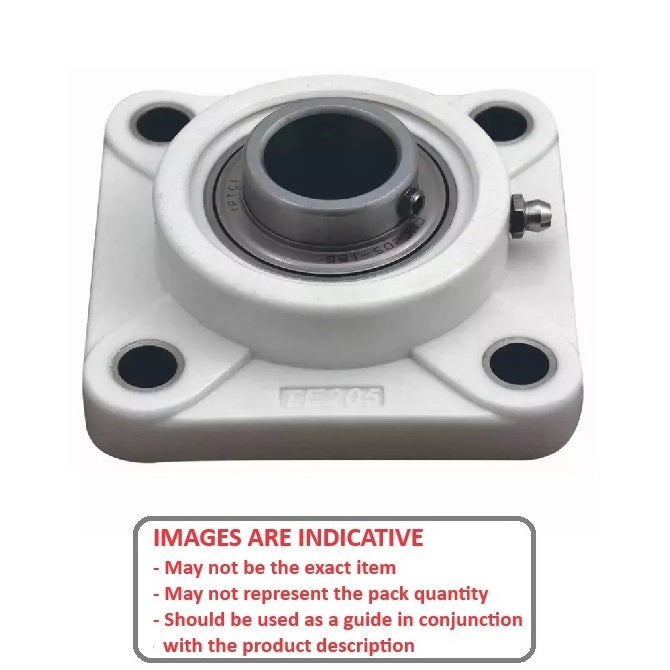 1152220 | IP-158RS (Each) --- Flanged 4 Bolt Housing and Bearing Assembly - 38.1x15.875x130.175 mm Rigid - Thermoplastic and Stainless Steel