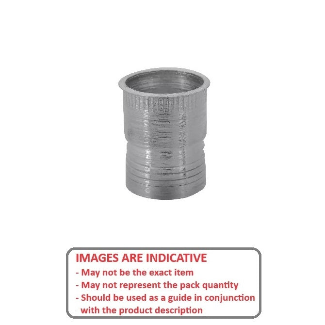 1048590 | IN-RIV-035C-064-TS (PK-100) --- Rivet Nuts Inserts - 6-32 UNC - 3.5mm - 5.46x9.52 mm Klik - Steel - Cadmium Finish Insert