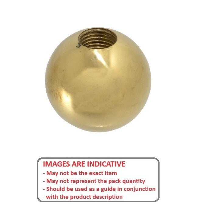 1086396 | KF095C-025-TPBR-P (Each) --- Ball Knobs - 3/8-16 UNC - 9.53mm - 25.4 - - Female Threaded - Polished Brass Knob