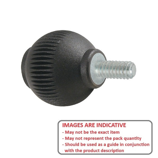 1086758 | KM095C-040-NG (PK-10) --- Ball Knobs - 3/8-16 UNC - 9.53mm - 39.88x20.1 mm Male Threaded - Steel Knob