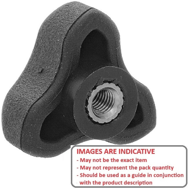 1058747 | KF048F-030-3L-SFT (Each) --- Lobe Knobs - 10-32 UNF - 4.76mm - 29.97x14 mm Three Lobe - Zinc Plated Brass Knob