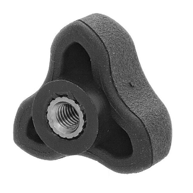 1058747 | KF048F-030-3L-SFT (Each) --- Lobe Knobs - 10-32 UNF - 4.76mm - 29.97x14 mm Three Lobe - Zinc Plated Brass Knob