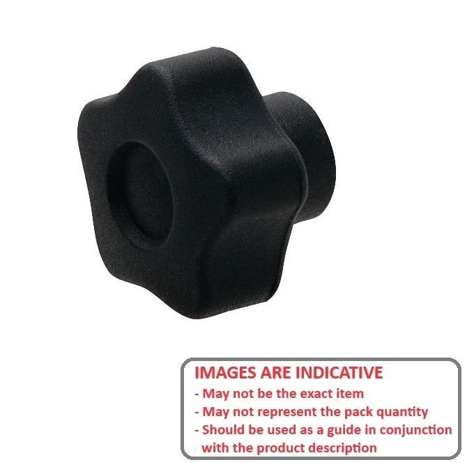 1061922 | KF050M-025-5L-BR (PK-5) --- Lobe Knobs - M5 - 5x0.8mm - 25x10 mm Five Lobe - Brass Knob