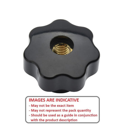 1233589 | KF100M-040-7L-P (Each) --- Lobe Knobs - M10 - 10x1.5mm - 40x25 mm Seven Lobe - Brass Knob