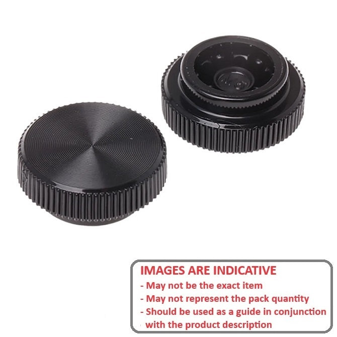 1043652 | KM029-008-KNU-B (PK-10) --- Thumb Knobs - 4-40, 4-56 - 2.85mm - - Use Own Screw 7.94x4.4 mm For Cap Screws - Plastic Knob