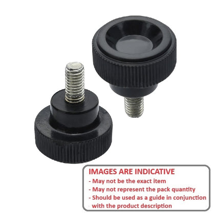 1233163 | KM050M-020-KND20-PH (PK-4) --- Disc Knobs - M5 - 5x0.8mm - 20x20 mm Male Knurled Plastic - Steel Knob